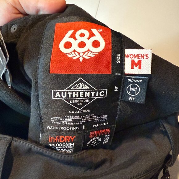 686 Women M Snowboarding Pants Waterproof Insulated Skinny Fit Black Flare TEAR - Picture 5 of 10